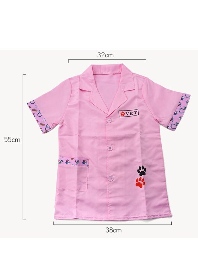 3-Pieces Vet Doctor Toy Set Kids Play Nurse Costume Pink - Image 4