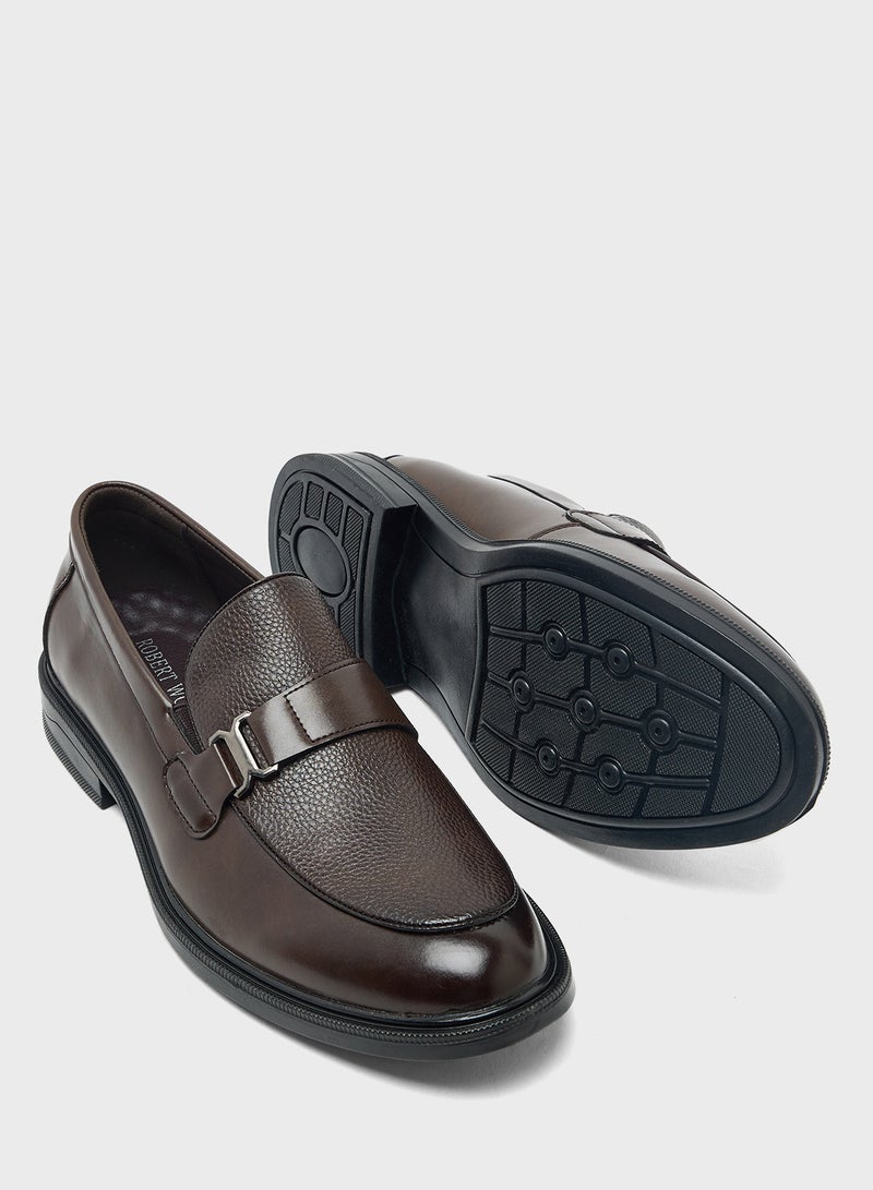 Robert Wood Buckle Detail Formal Slip Ons - Image 3