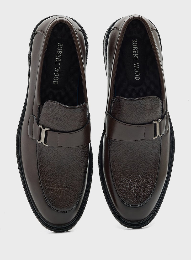 Robert Wood Buckle Detail Formal Slip Ons - Image 4
