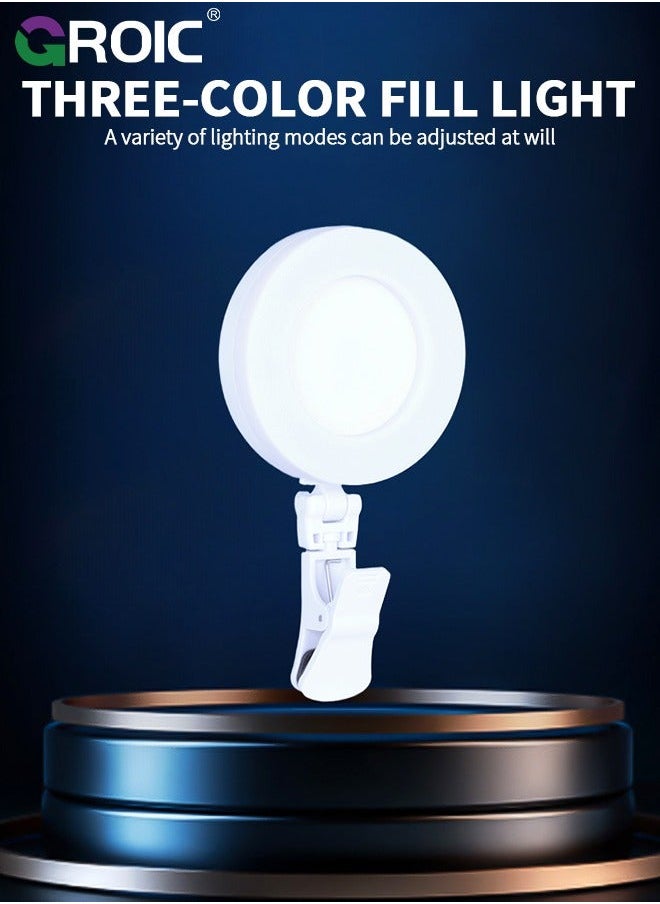 GROIC LED Rechargeable Selfie Light, Video Phone Light Clip, 3 Lighting Mode Ring Mini Portable Clip on Fill Lights for iPhone, Cell Phone, Laptop, TikTok, Selfie, Conference, Camera  - Image 3
