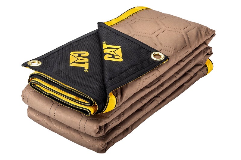 CAT Water Resistant Woven Utility Blanket 72Inch x 60Inch Outdoor Tarp Material Padded Blanket Rivets for Tie Downs Park Picnic Moving Protect Furniture Brown Black 980788N - Image 2