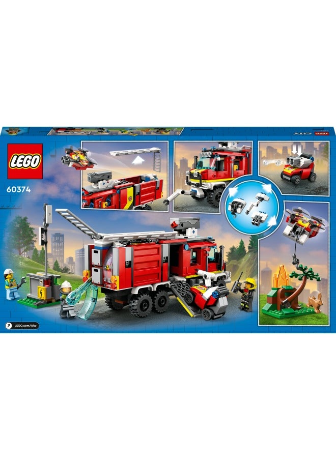 LEGO - City Fire Command Truck Unit 60374 Building Toy Set; Features a Fire Engine with Air and Land Drones, Plus Forest and City Fire Settings and 3 Minifigures; Fun Gift Idea for Kids Aged 7+ (502 Pieces) LEGO - Image 1