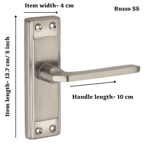 SARDAR Russo 5" Silver Iron Bathroom Door Handle Set with Keyless Baby Latch-Tower Bolt/Push to Close Latch (with Baby Latch) - Image 2