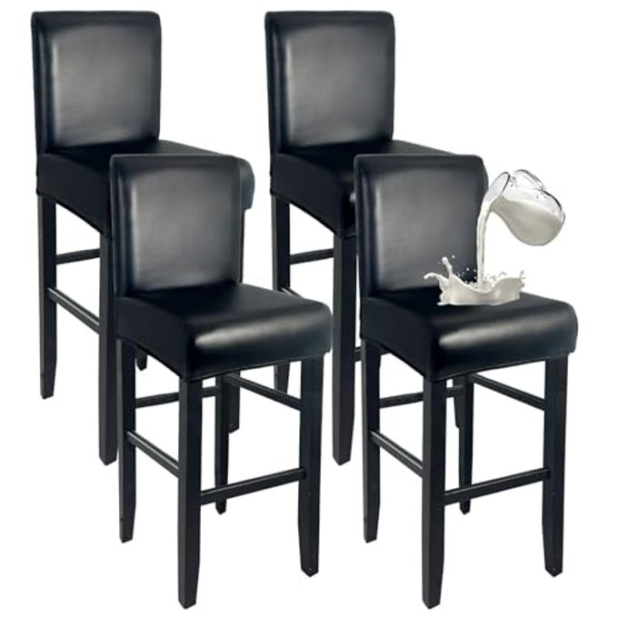 WENZMOC PU Leather Bar Stool Covers with Backs 100% Waterproof Bar Stools Covers Set of 4, Removable Stretch Barstool Slipcovers for Pub Cafe Dining Room (Black) - Image 4
