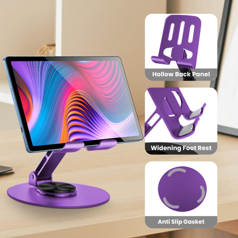 Lusosh Universal Metal Cell Phone Stand, Multi-Angel Adjustable 360Â° Rotation Non-Slip Metal Phone Stand Compatible with iPhone 17 16 Pro Max and All Smartphones (Purple) - Image 5