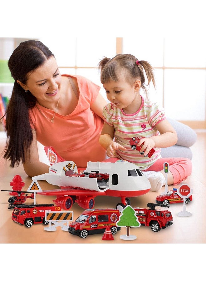 Dwi Dowellin Dwi Dowellin Airplane Toy with Fire Truck Cars and Play Mat,Plane with Lights and Sounds for 3 + Years Old Boys and Girls  - Image 5