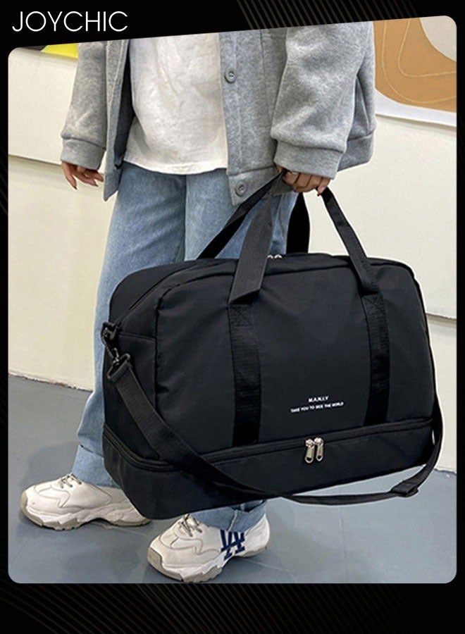 Joychic حقائب ملابس سفر خفيفة الوزن بسعة كبيرة حقيبة رياضية مقاومة للاهتراء حقيبة تدريب مع جيب جاف ورطب وحجرة للأحذية لليوغا واللياقة البدنية في الهواء الطلق باللون الأسود - Image 3