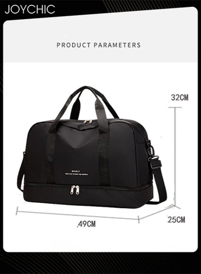 Joychic حقائب ملابس سفر خفيفة الوزن بسعة كبيرة حقيبة رياضية مقاومة للاهتراء حقيبة تدريب مع جيب جاف ورطب وحجرة للأحذية لليوغا واللياقة البدنية في الهواء الطلق باللون الأسود - Image 4