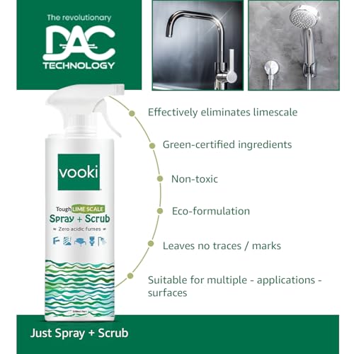 Vooki Ecofriendly Tough Lime Scale Hard Water Stain Remover, Spray and Scrub Cleaner for Bathroom,Taps, Faucet, Basins, Showers & Floor Tiles Cleaner, Home and Commercial Use - 500 ml (Pack of 2) - Image 4