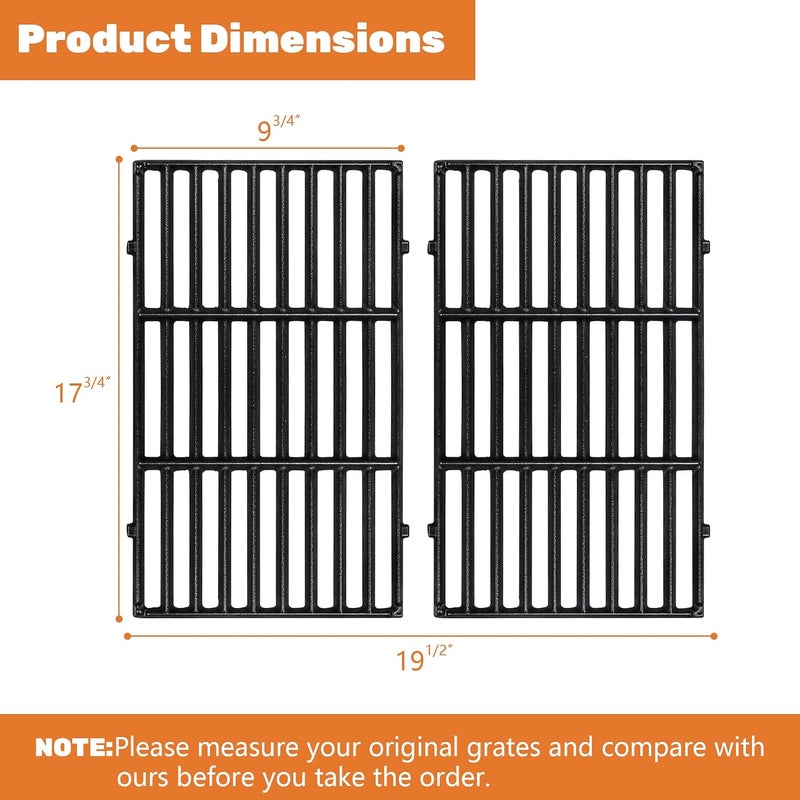 GORGERILA 7637 Grill Grates for Weber Spirit E210 E220 S210 S220 S215 17.5” Cast Iron Grates Replacement Parts for Weber Spirit 2 Burner Gas Grill, 2 Pack - Image 2
