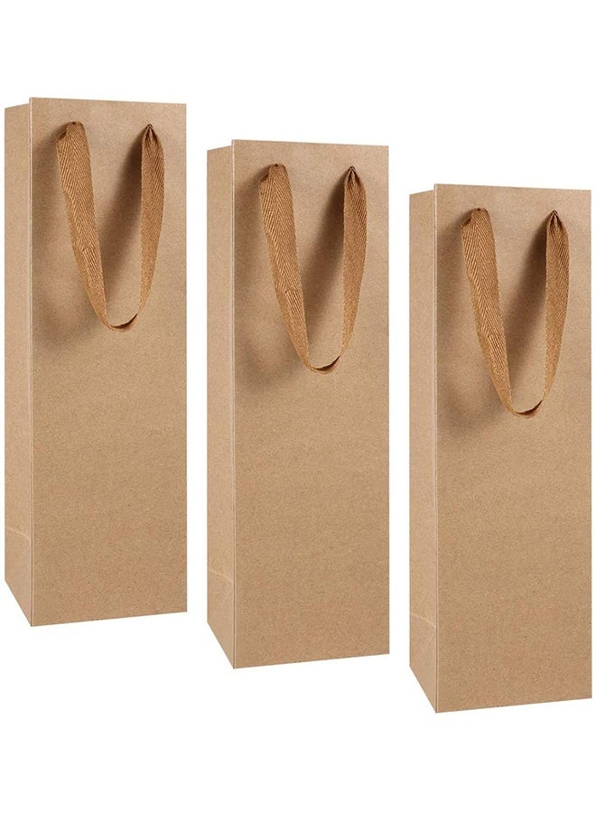 Peachjoy Bag, Brown Kraft Long Kraft Paper Bags Gift Bags for Wedding, Birthday, Baby Shower, Set of 12 Pieces, Party Favors 11x9x35cm (4.3"X3.5"X13.7")  - Image 1