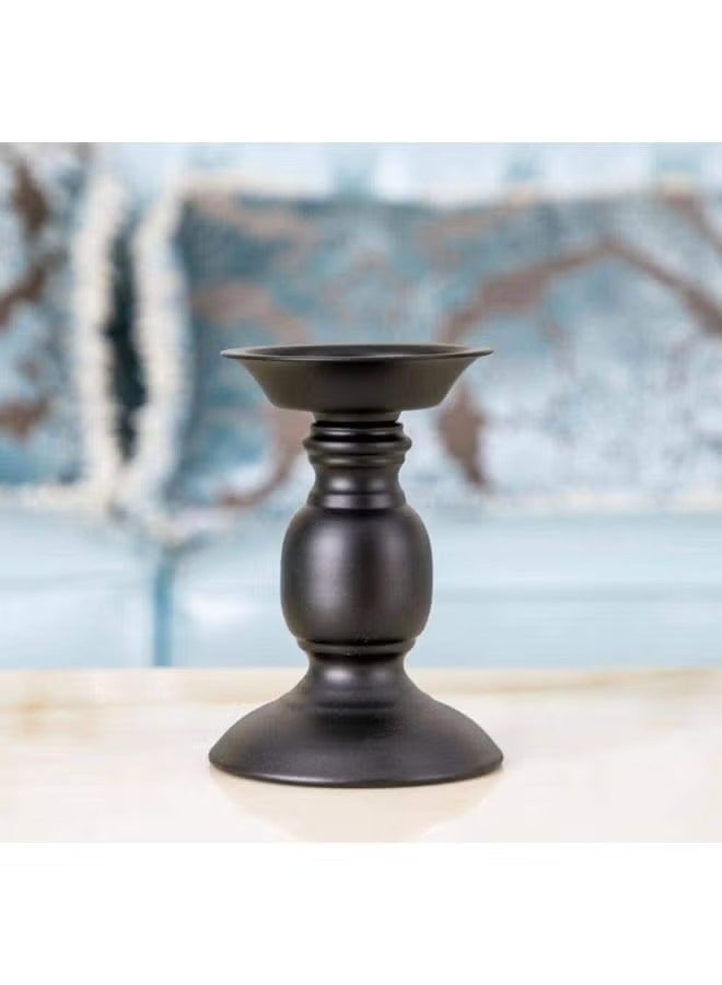 Beauenty 2-Piece Iron Pillar Candle Holders Black 16x11cm - Image 3