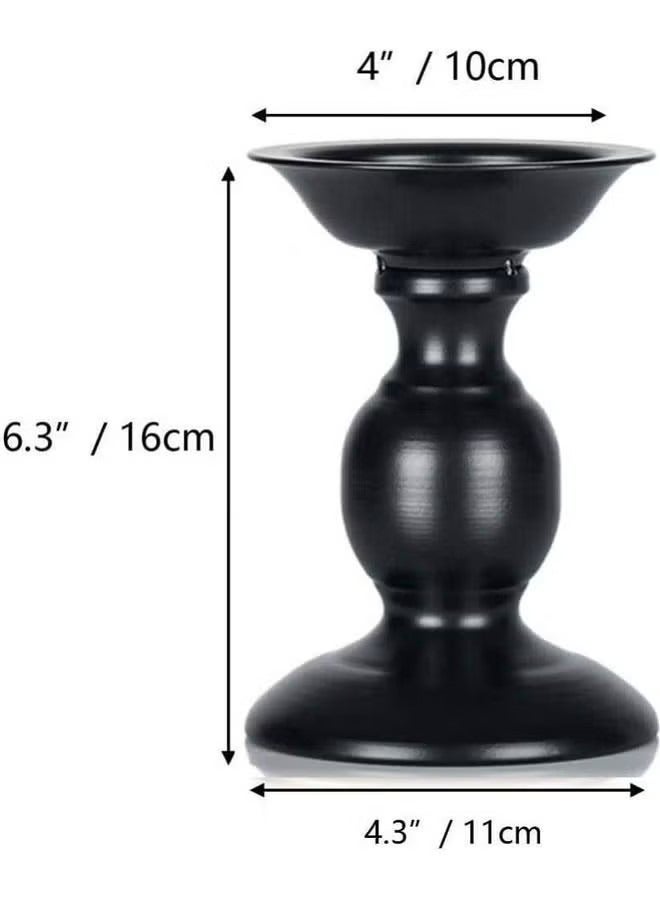 Beauenty 2-Piece Iron Pillar Candle Holders Black 16x11cm - Image 2