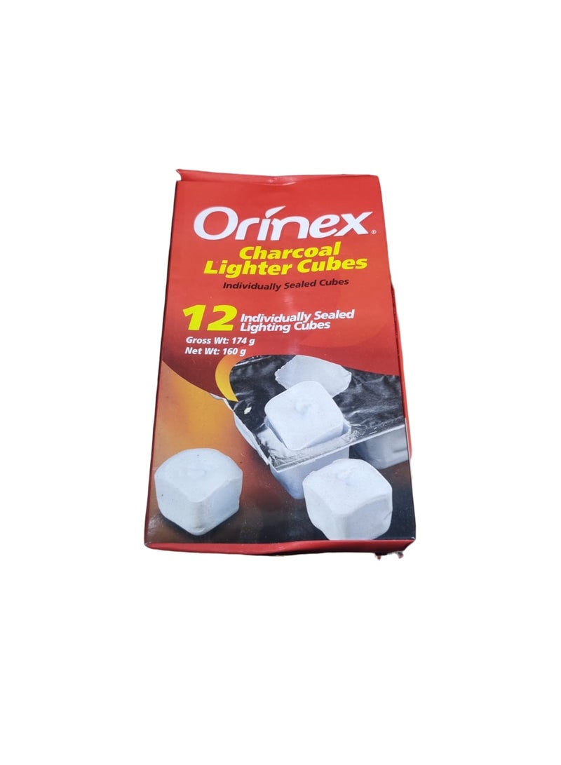 Orinex Charcoal Lighter Cubes – 12 Individually Sealed Fire Starter Blocks for BBQ, Shisha & Camping – Quick Ignition, Smokeless & Odorless - Image 1