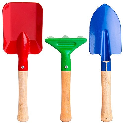 Islmlisa 8" Long Gardening Tools for Kids, 3-Piece Kids Garden Tools with Rake,Shovel and Trowel - Image 1