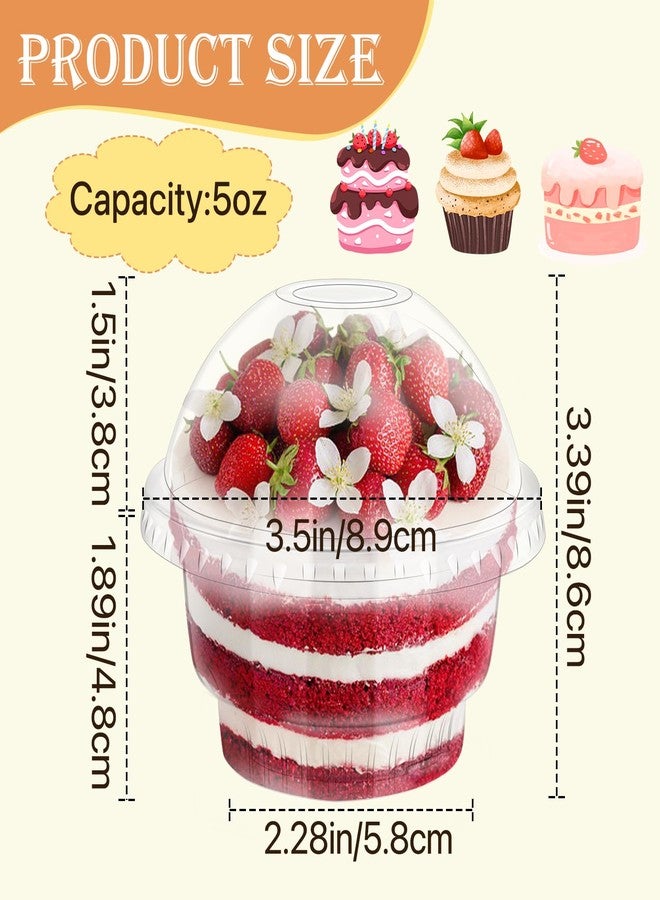 Tivcck 100 Pack Dessert Cups with Dome Lids,5 oz Clear Plastic Parfait Cups with Lids,Disposable Dessert Cups Ice Cream Cups,Clear Plastic Cups for Dessert,Fruit,Cupcake,Salad - Image 2