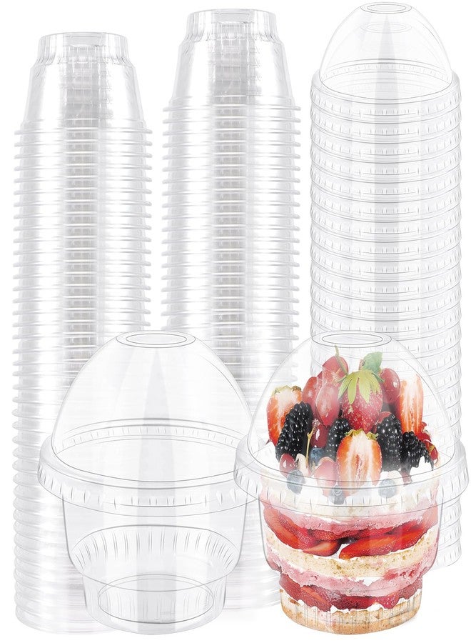 Tivcck 100 Pack Dessert Cups with Dome Lids,5 oz Clear Plastic Parfait Cups with Lids,Disposable Dessert Cups Ice Cream Cups,Clear Plastic Cups for Dessert,Fruit,Cupcake,Salad - Image 1