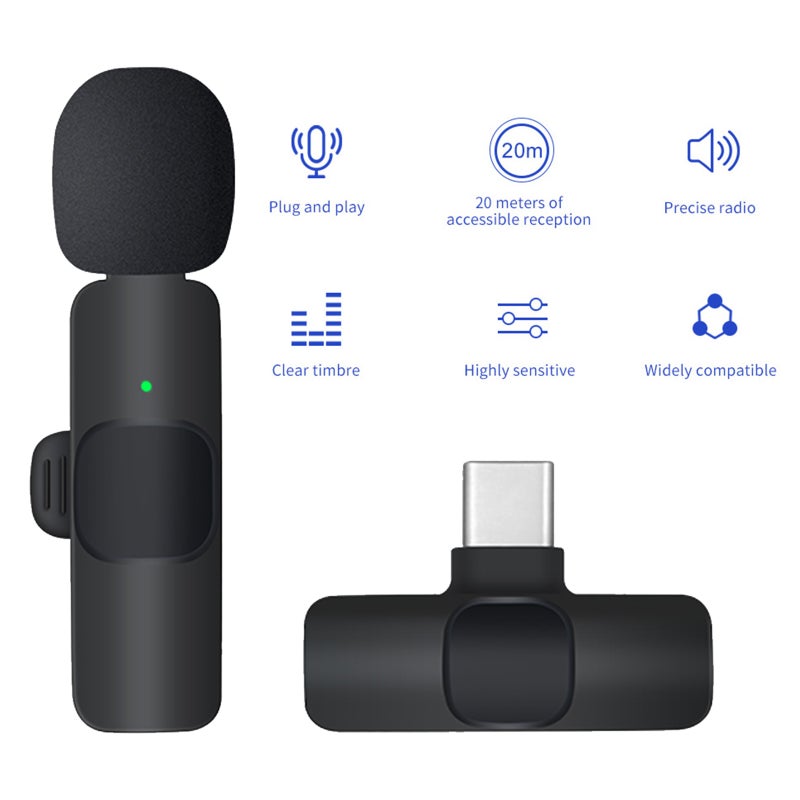 Wireless Lavalier Microphone  for Smartphone Clip-on Phone Wireless Mic Noise Reduction Plug-Play Wireless Mic for Recording Vlog Live Stream NO APP Needed - Image 2