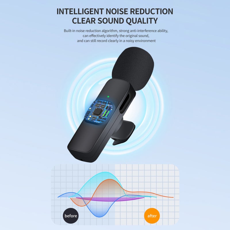 Wireless Lavalier Microphone  for Smartphone Clip-on Phone Wireless Mic Noise Reduction Plug-Play Wireless Mic for Recording Vlog Live Stream NO APP Needed - Image 5
