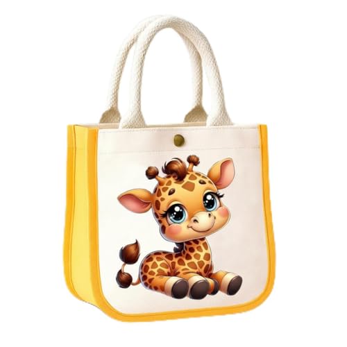 HOBBY INDIA Kids Lunch Bag | Cute & Stylish Mini Tiffin Bag for Boys & Girls | Cute Cotton Cartoon Design I Perfect For Picnic Tuition School, Preschool & Playschool | Gift for Birthdays (Ziraf) - Image 1