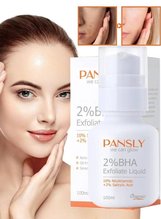 PANSLY 100ml BHA Exfoliate Liquid Oil Control Liquid Essence Skin Care Facial Toner Anti Pimple Facial Liquid Moisturizing Even Skin Tone Face Toner Oil Free and Balancing Liquid - Image 1
