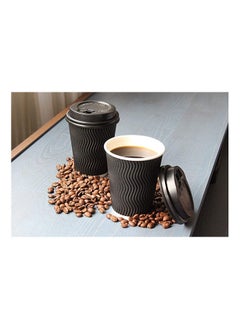 MARKQ Pack Of 50 Triple Wall Ripple Paper Disposable Coffee Cups With Lids For Hot And Cold Drinks 8 Ounce  - Image 5