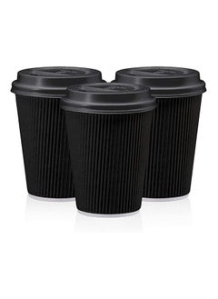 MARKQ Pack Of 50 Triple Wall Ripple Paper Disposable Coffee Cups With Lids For Hot And Cold Drinks 8 Ounce  - Image 1