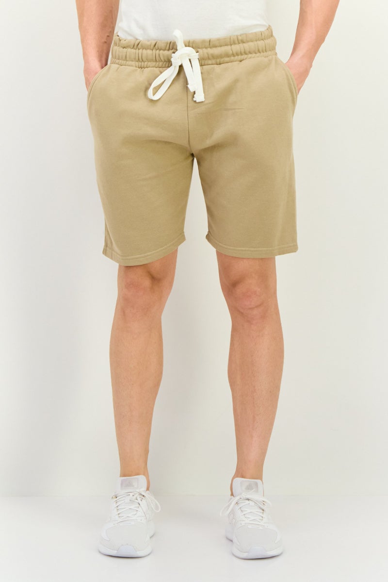 Fleece Factory Men 2 Pack Solid Drawstring Fleece Shorts, Beige - Image 1