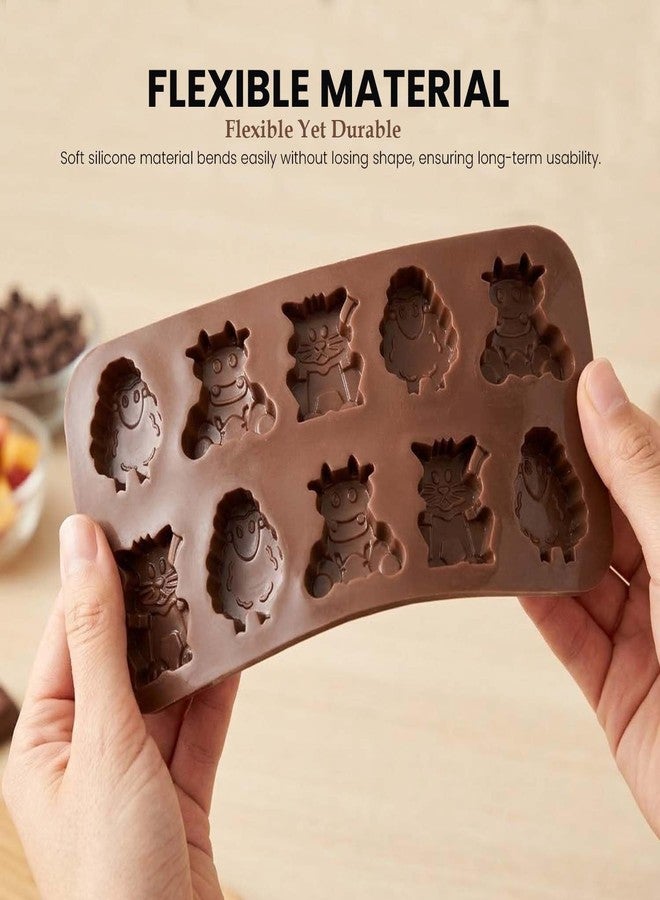 Go Hooked Silicone Chocolate Mould Tray | Animal Shape Design 10 Cavity Chocolate Maker | Flexible Non-Stick Candy Jelly Ice Cube Mold | DIY Chocolate Making Tool for Home Kitchen (Brown) - Image 5