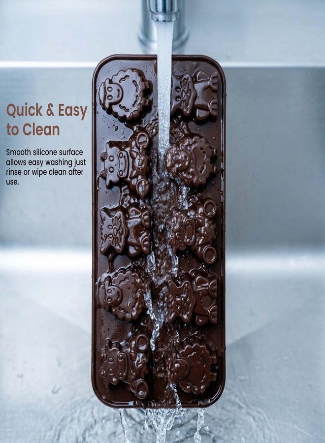 Go Hooked Silicone Chocolate Mould Tray | Animal Shape Design 10 Cavity Chocolate Maker | Flexible Non-Stick Candy Jelly Ice Cube Mold | DIY Chocolate Making Tool for Home Kitchen (Brown) - Image 4