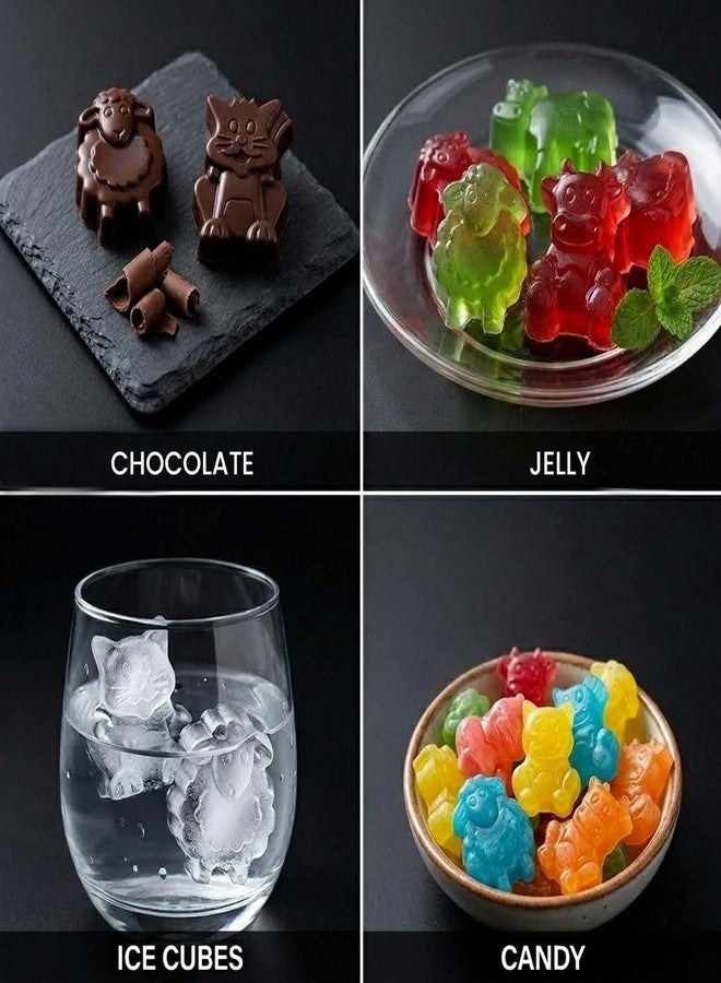 Go Hooked Silicone Chocolate Mould Tray | Animal Shape Design 10 Cavity Chocolate Maker | Flexible Non-Stick Candy Jelly Ice Cube Mold | DIY Chocolate Making Tool for Home Kitchen (Brown) - Image 2