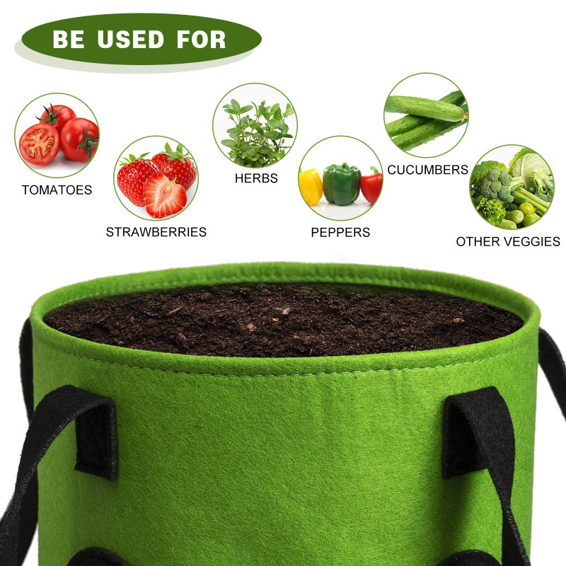 Homyhoo 2 Pack Black and Green Upside Down Tomato & Herb Planter, Hanging Durable Aeration Fabric Strawberry Planter Bags - Image 5