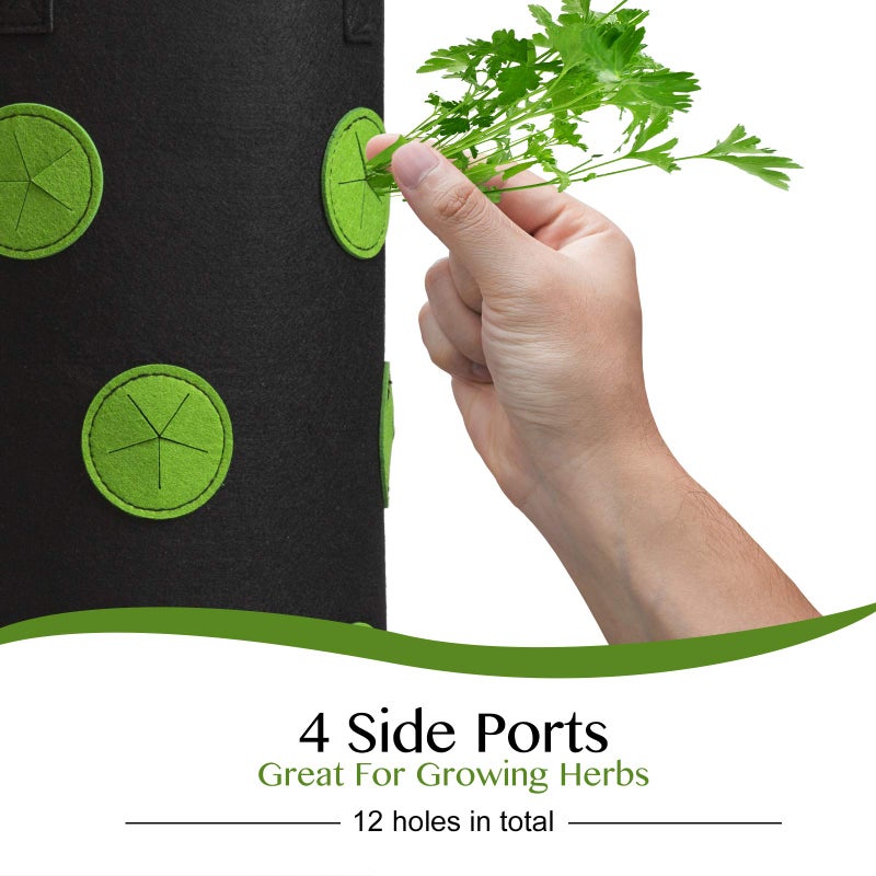 Homyhoo 2 Pack Black and Green Upside Down Tomato & Herb Planter, Hanging Durable Aeration Fabric Strawberry Planter Bags - Image 3