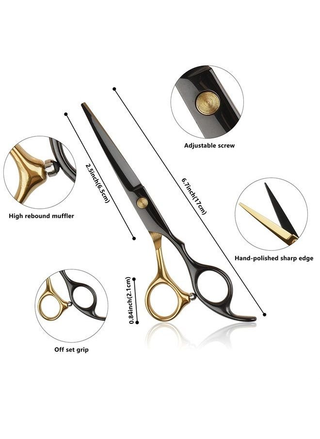 EastyGold - Hair Cutting Scissors Kit Hairdressing Scissor Professional Barber Flat Cut Tooth Scissors Bangs Thinning Shears Set Stainless Steel with Hairpin Comb for Men Women - Image 1