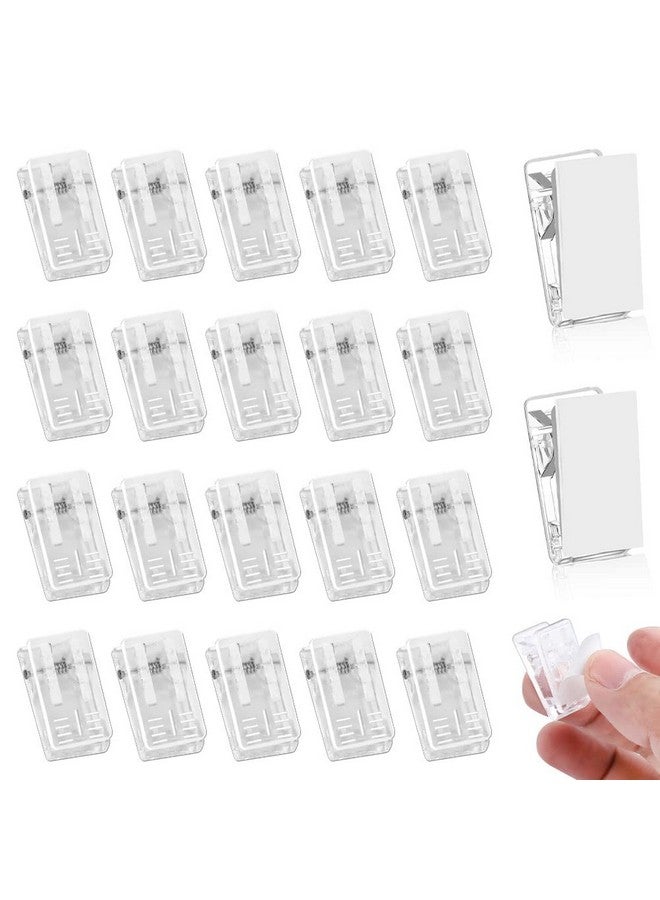 Prudiut 20 Pcs Self Adhesive Clips, Tapestry Clips Christmas Light Clips Sticky Clips Wall Clips Photo Poster Clips, Plastic Sticky Spring Clips For Hanging Christmas Lights Office Poster Photo, Clear - Image 1