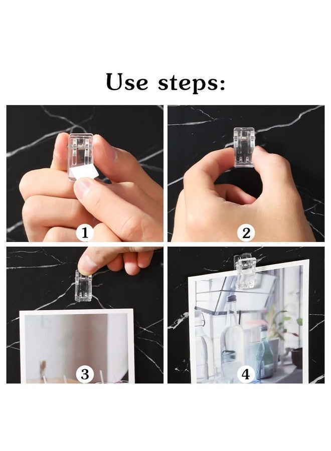 Prudiut 20 Pcs Self Adhesive Clips, Tapestry Clips Christmas Light Clips Sticky Clips Wall Clips Photo Poster Clips, Plastic Sticky Spring Clips For Hanging Christmas Lights Office Poster Photo, Clear - Image 4