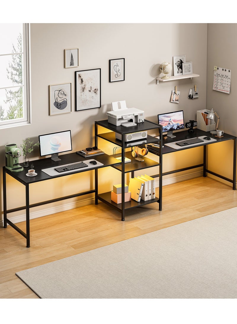 JANTENS - Jantens Black Computer Desk With Bookshelf, L-Shape Corner Office Desk For Home Office Student Study - Image 1