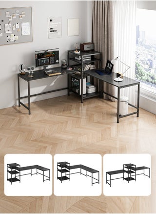 Jantens Black Computer Desk With Bookshelf, L-Shape Corner Office Desk For Home Office Student Study - pzsku/ZDE7AB598B16C78C6E461Z/45/1744268385/6f610582-b3e9-4dac-9f07-44535be98fcf