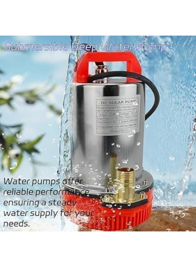 Submersible water pump with a stainless steel cover, 12V, 550W, 11 meters of head, flow rate of 10,000 liters/hour, 2.5 cm outlet. - Image 1