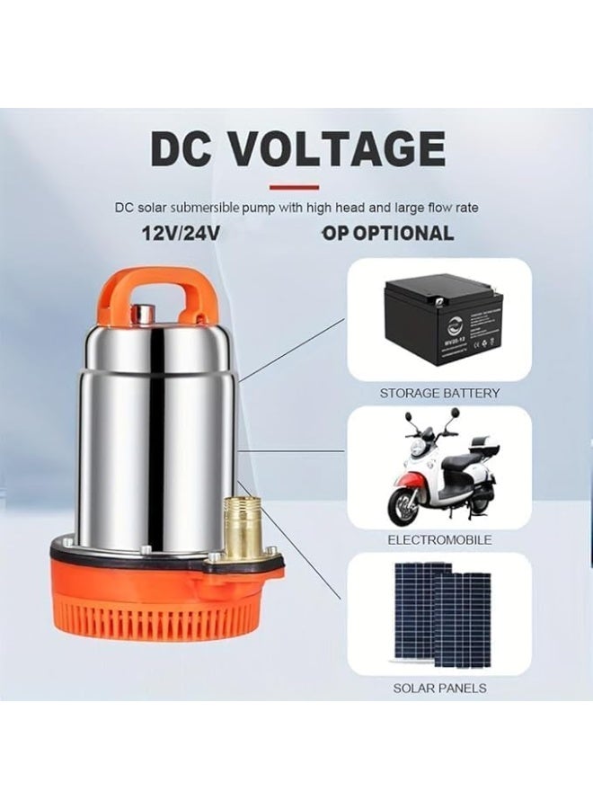 Submersible water pump with a stainless steel cover, 12V, 550W, 11 meters of head, flow rate of 10,000 liters/hour, 2.5 cm outlet. - Image 2