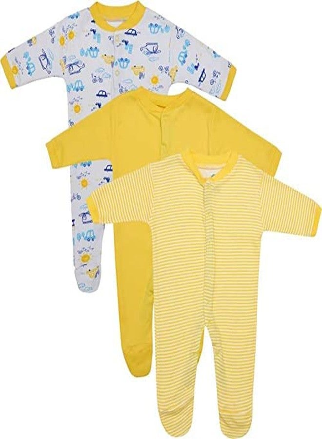 MARK AMPLE Wear New Born Baby Clothes Set Romper & Sleepsuit for Baby Girls & Boys (6-9 Months, Yellow) - Image 1