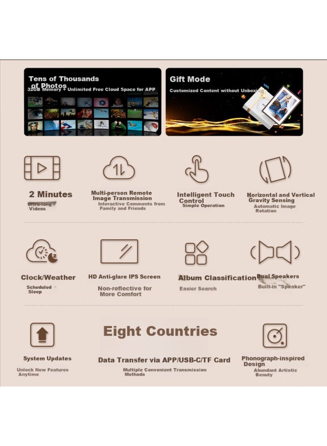 Arzopa 10.1 Inch Digital Electronic Photo Frame Smart Cloud Frame Electronic Album Photo Video Touch Playable Table/Wall Mountable D10 Holiday Gift - Image 1