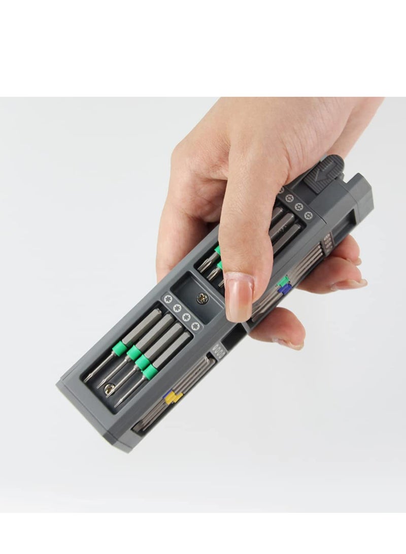 SYOSI مجموعة مفكات دقيقة صغيرة، 31 في 1 مجموعة أدوات إصلاح مفكات مغناطيسية محمولة صغيرة مع علبة ألمنيوم عالية الجودة للساعات، النظارات، الهواتف، الكمبيوتر، والإلكترونيات - Image 3