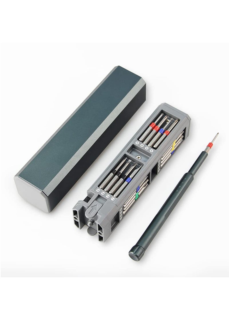 SYOSI مجموعة مفكات دقيقة صغيرة، 31 في 1 مجموعة أدوات إصلاح مفكات مغناطيسية محمولة صغيرة مع علبة ألمنيوم عالية الجودة للساعات، النظارات، الهواتف، الكمبيوتر، والإلكترونيات - Image 1