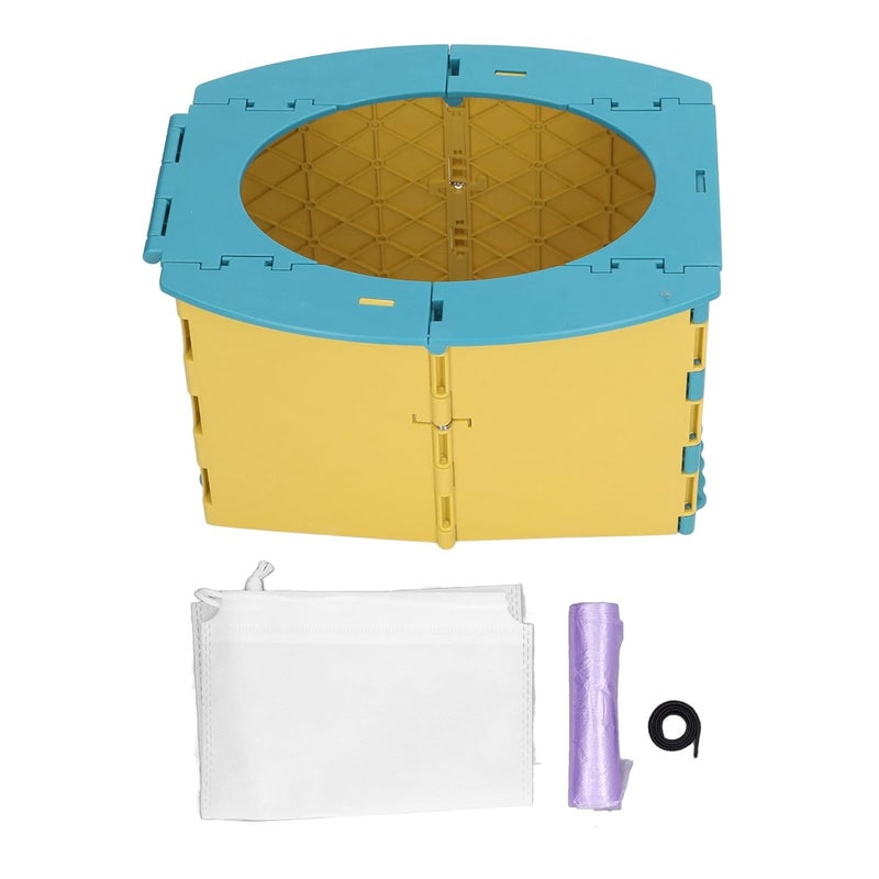 YWBL-WH Toddler Potty, Portable Foldable Travel Toilet Seat, Reusable Training Chair for Kids on Camping Trips and Long Car Rides (Blue Yellow) - Image 1