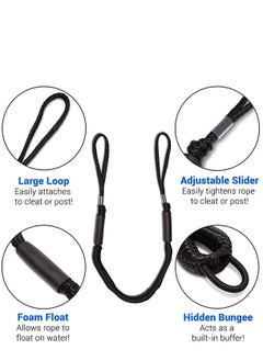 Y&D Dock Line Rope, Boat Bungee Lines 2 Pack 4 ft Mooring Rope Boating Accessories Quick Docking Non-Jerking Great Gifts For Men Pontoon, Kayak, Fishing Durable  - Image 2