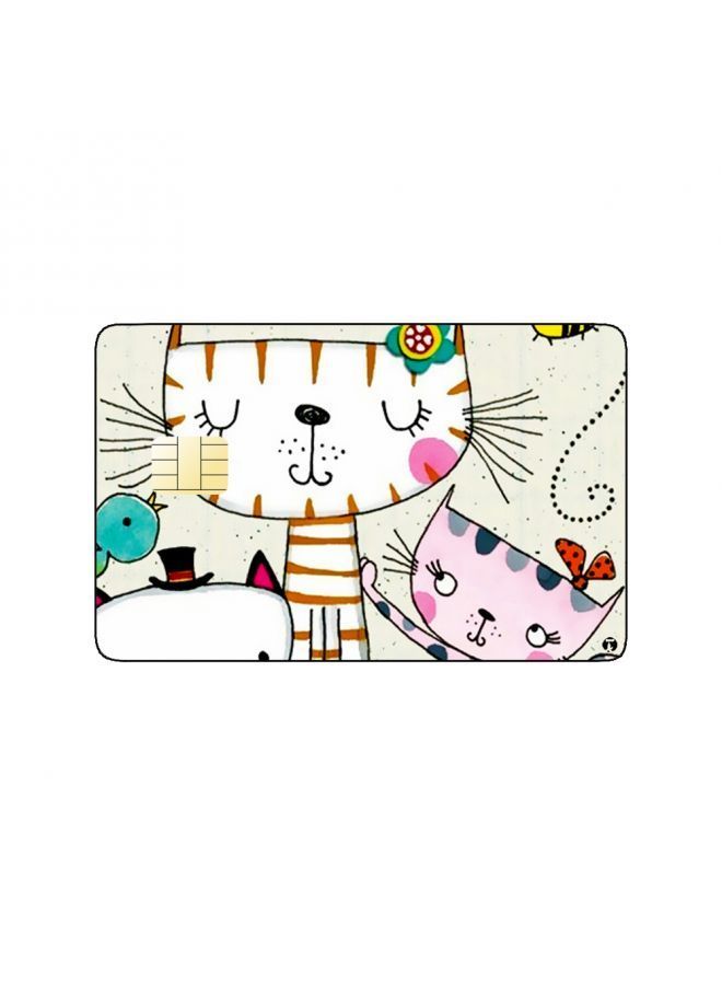 RKN PRINTED BANK CARD STICKER Beautiful Colorful Cats Drawing - Image 1