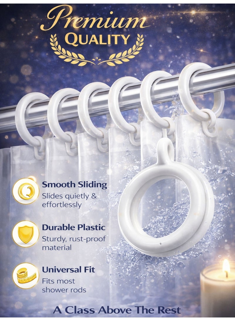 9 PCS White Plastic Curtain Rings 25mm Inner Diameter, Shower Curtain Rings, Smooth Glide Curtain Hooks for Bathroom, Window & Home Use - Image 4