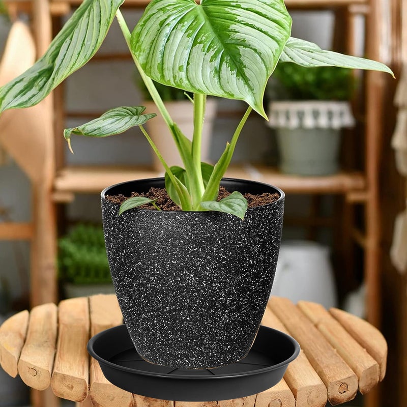 OVZILKI 6 Pack of Plant Saucer Tray 4 6 8 10 12 14 17 19 22 25 inch, Heavy Duty Plastic Pot Plant Drip Trays Saucers for Indoors Outdoor, Plant Water Tray for Planters 4-7" (6", Black) - Image 5