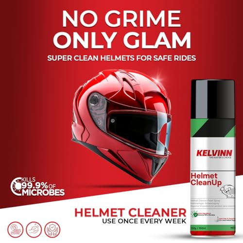 KELVINN Helmet Cleaner Spray 300ml Pack of 2, Quick Dry Anti Odor Anti Bacterial Foam for Helmet Interior Exterior, Removes Sweat Dirt Smell, Safe for Skin Hair, Deep Clean Helmet Care - Image 5